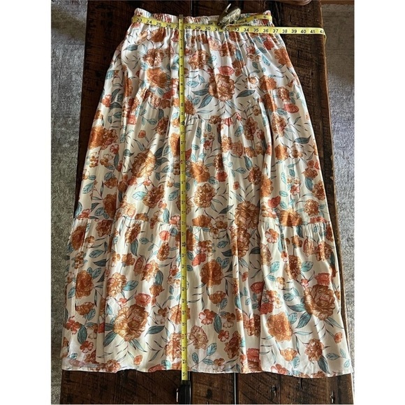 Hayden pull on Floral tiered boho Skirt Orange and Blue size large - Picture 6 of 12